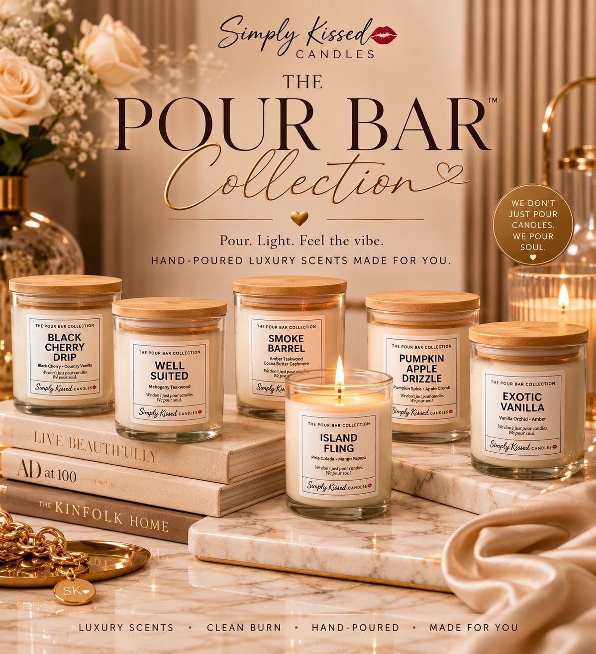 The Pour Bar Collection™️ Add any 3 Pour Bar candles to your cart and get $15 OFF INSTANTLY💋