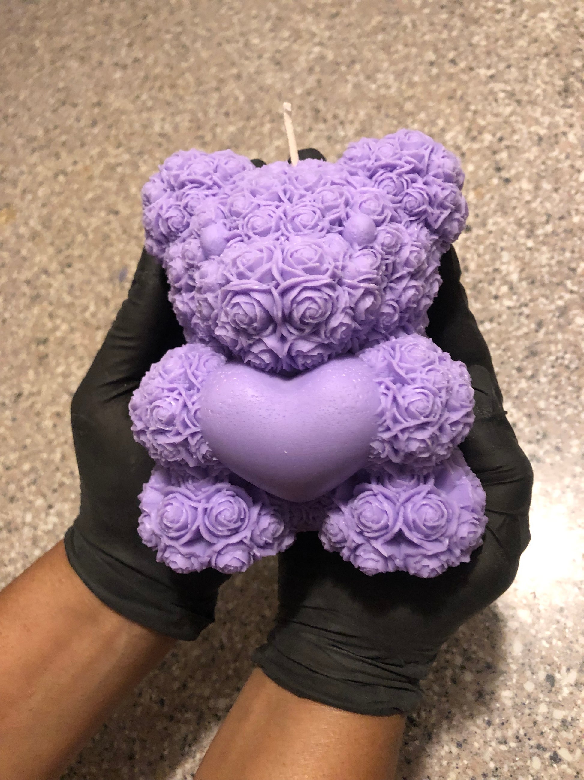 24oz. 3 wick candle paired with 21oz. Rose Bear  Simply Kissed