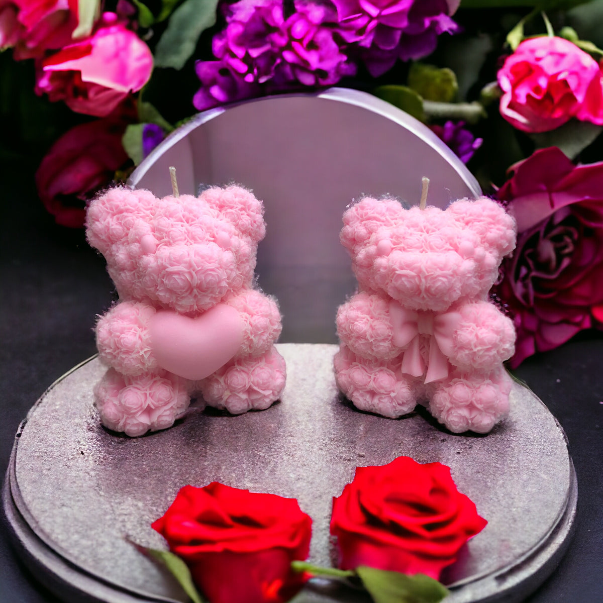 🐻 Spiked Pink Rose Bear (10 oz + Matching Wax Melt)