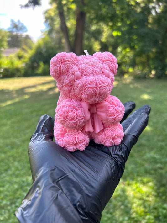 🐻 Spiked Pink Rose Bear (10 oz + Matching Wax Melt)